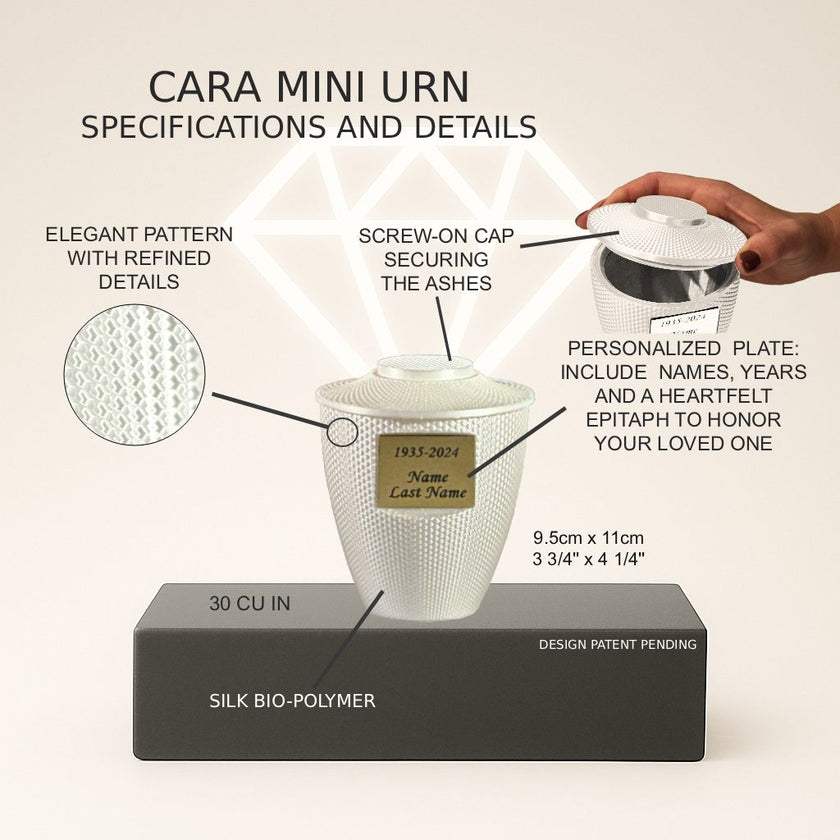 Cara Mini Commemorative Urn (3'') - White