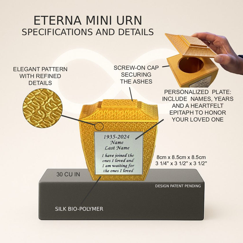 Eterna Mini Commemorative Urn - Gold (3'')