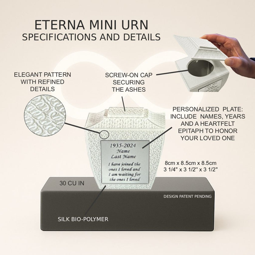 Eterna Mini Commemorative Urn - White  (3'')