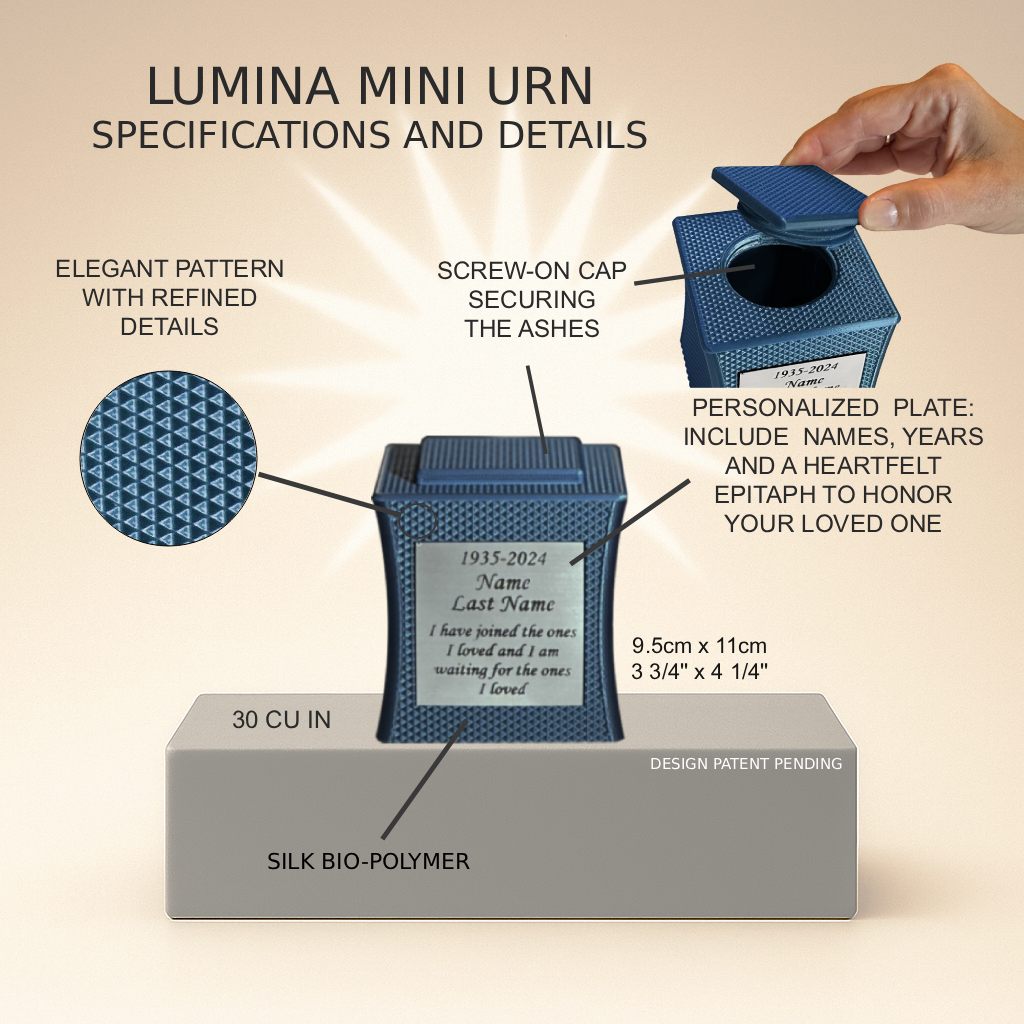 Lumina Mini Commemorative Urn (3'') - Blue