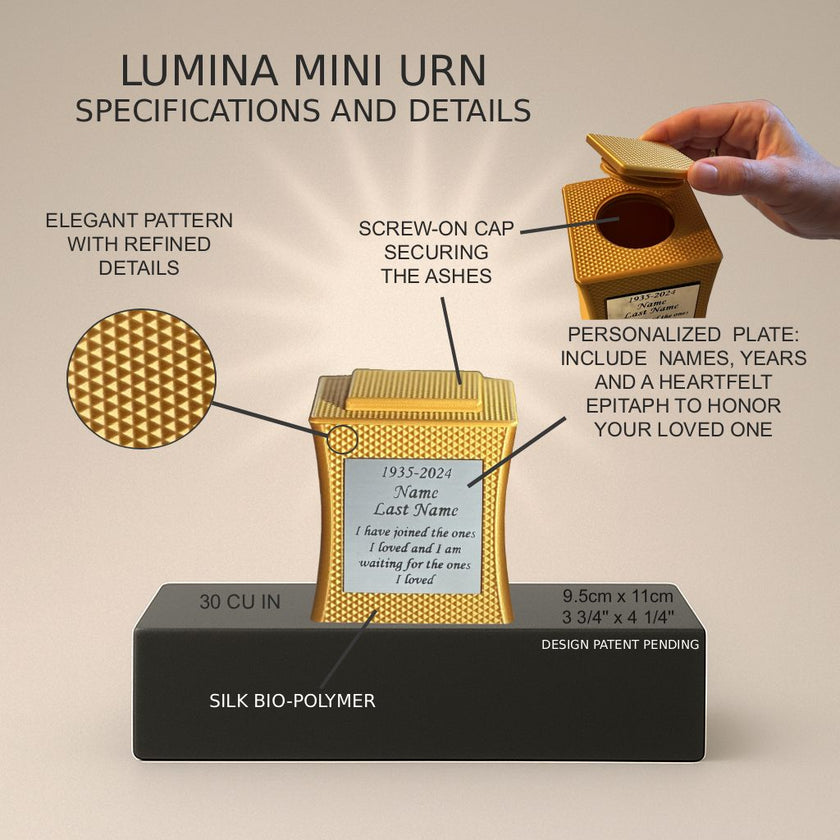 Lumina Mini Commemorative Urn (3'') - Gold