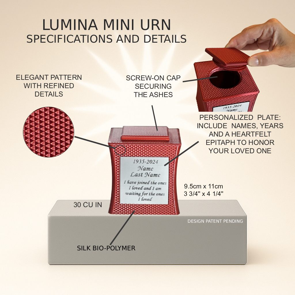 Lumina Mini Commemorative Urn (3'') - Red