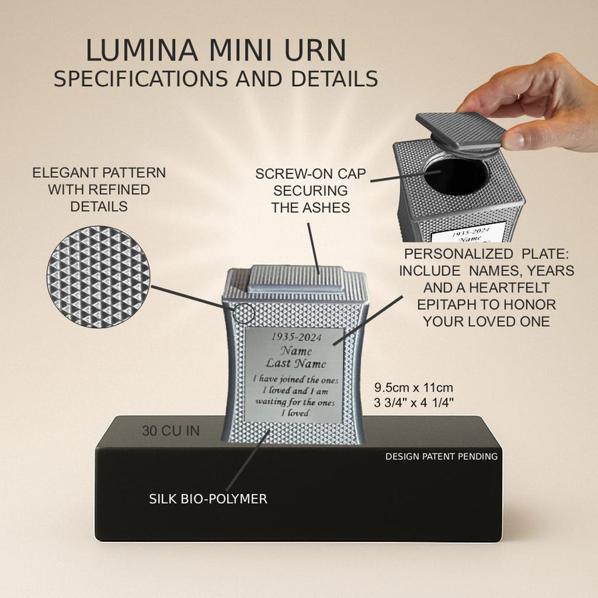Lumina Mini Commemorative Urn (3'') - Silver